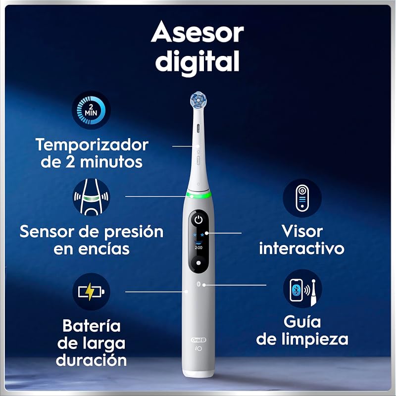 Escova de dentes elétrica oral-b io 6 cinza, 3 cabeças, 1 estojo de viagem, projetada por braun