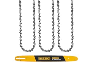 RazEdg 18 Inch Chainsaw Bar and Chain Combo, 3/8" LP Pitch, 050" Gauge, 62 Drive Links Fits Echo Ego Poulan Greenworks Kobalt Husqvarna Ryobi and More (1 Bar + 3 Chains)