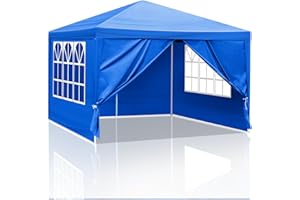 YTPPWN 10'x10'Party Canopy Tent, Outdoor Tent with 4 Removable Sidewalls, Waterproof Shelters Gazebo for BBQ, Birtheday Party, Wedding, Events, Backyard, Garden and Patio (10'X10'+4 Sides Blue)