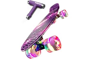 D DELEVEN Deleven 22" Skateboard with Bright LED Wheels, Skate Tool, ABEC 7 Bearings - for Kids Beginners Adults
