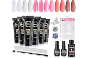 Mobray Poly Nail Gel Kit-6 Colors Clear White Nude Extension nail Suitable for Nail Art Design and Gifts