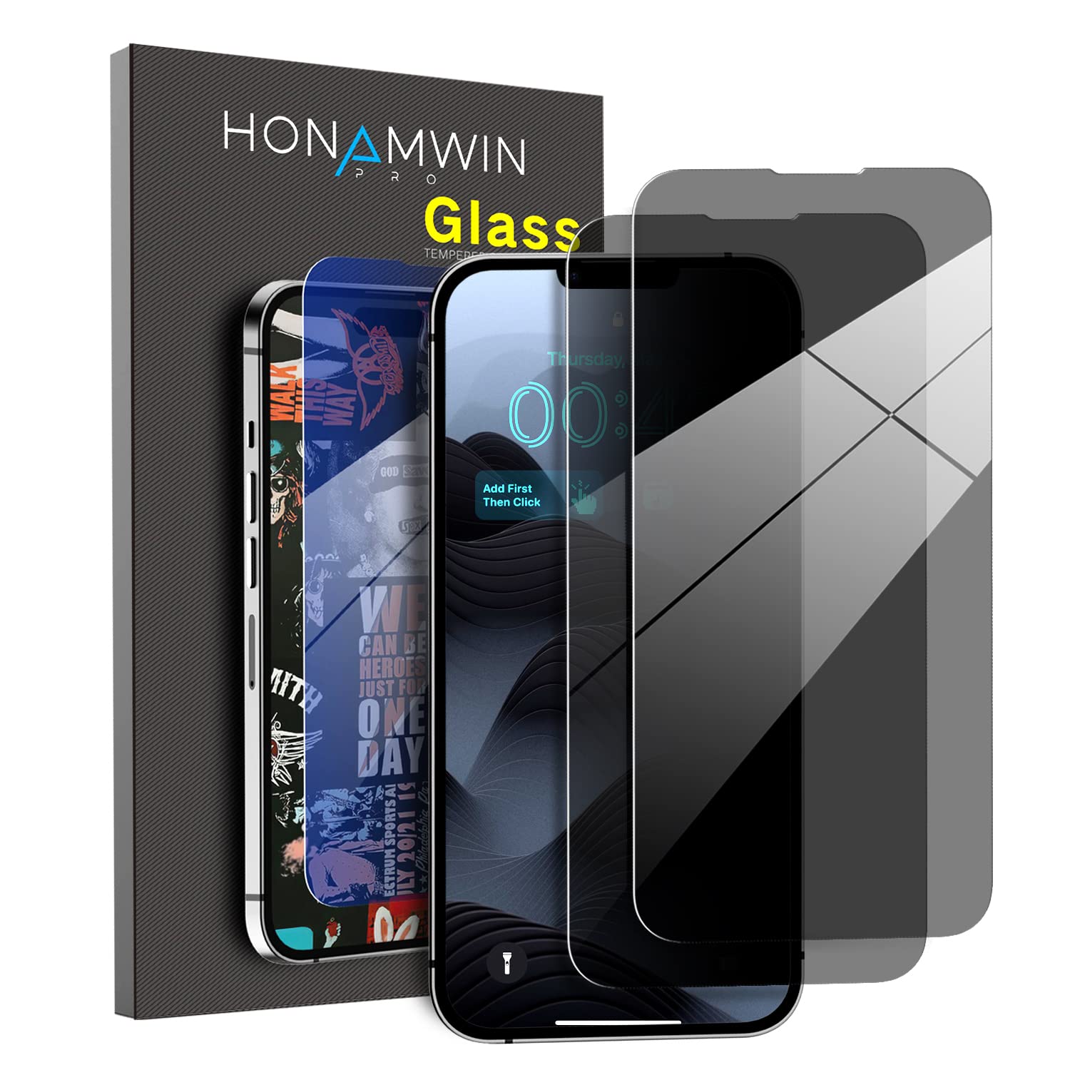 HONAMWINPRO Screen Protector Compatible with iPhone 12 Pro Anti Spy Glass (Scratch Resistant/Shockproof/Anti-Fingerprint) iPhone 12 Pro Screen Protector (2 PACK)