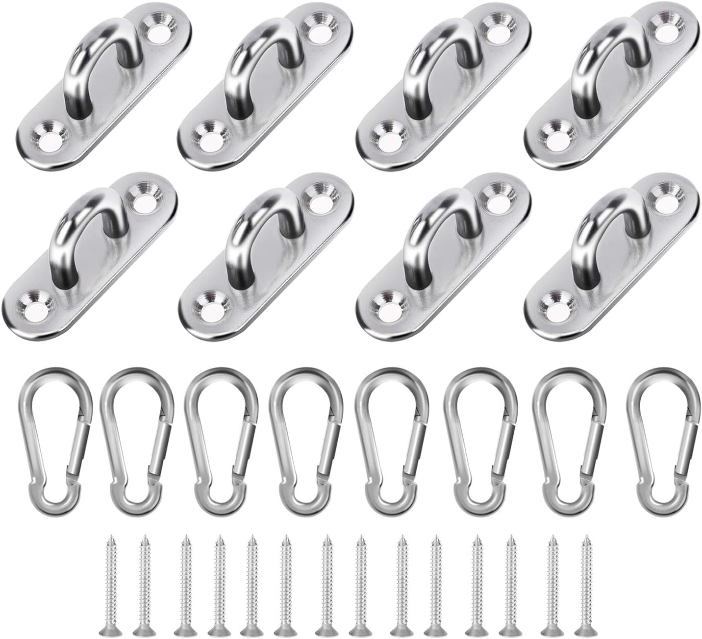 8 Pieces Stainless Steel Pad Eye Plate U Hooks + 8 Pieces Stainless