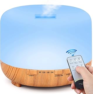 Aroma Oel Diffuser, 500ML Ultraschall Luftbefeuchter Diffuser mit Fernbedienung, BPA-Free Diffusor Aromatherapie für Wohnung, Schlafzimmer, Zuhause Aktualisiert