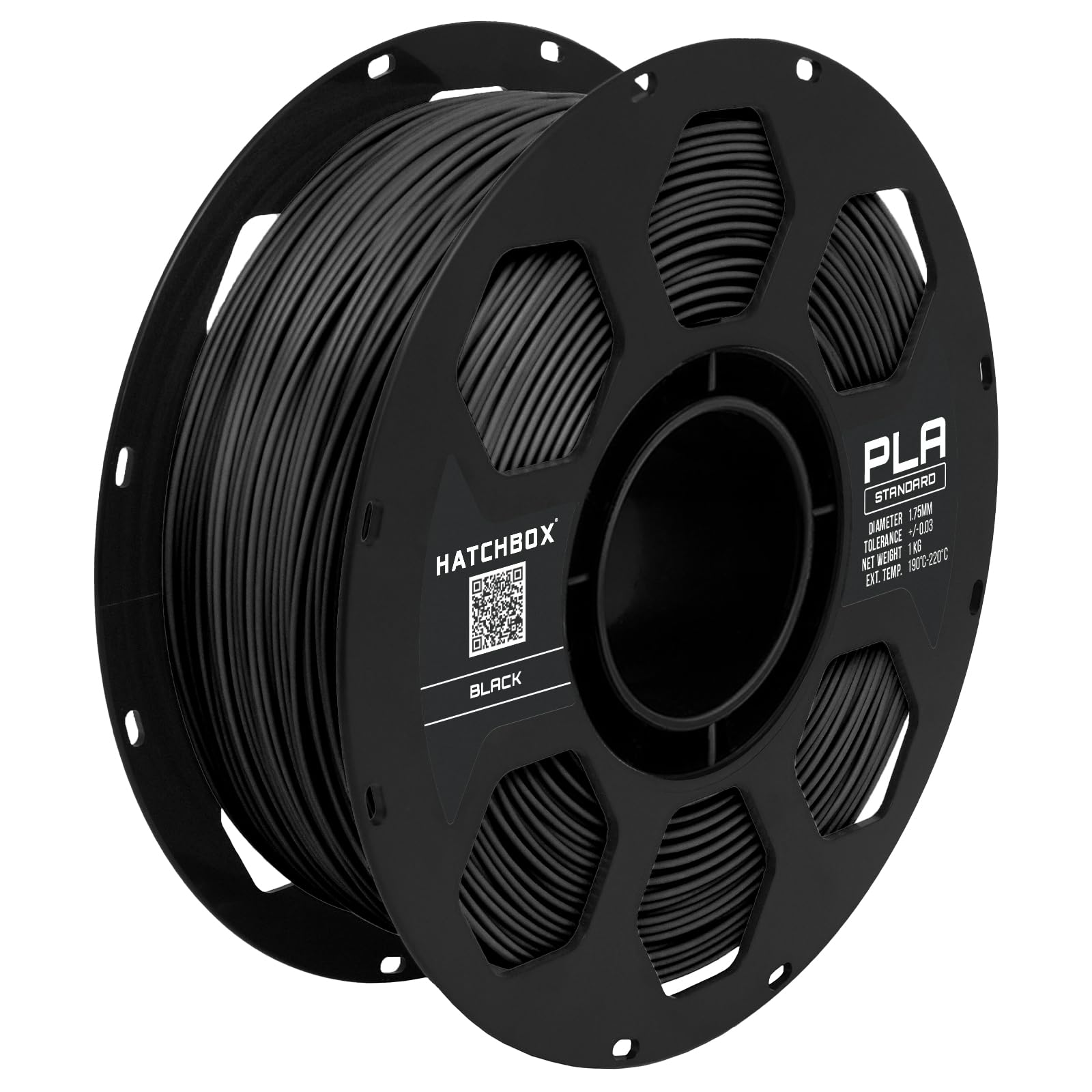 Filamento para impresora 3D PLA negro de 1,75 mm HATCHBOX, carrete de 1 KG, precisión dimensional +/- 0,03 mm, filamento de impresión 3D