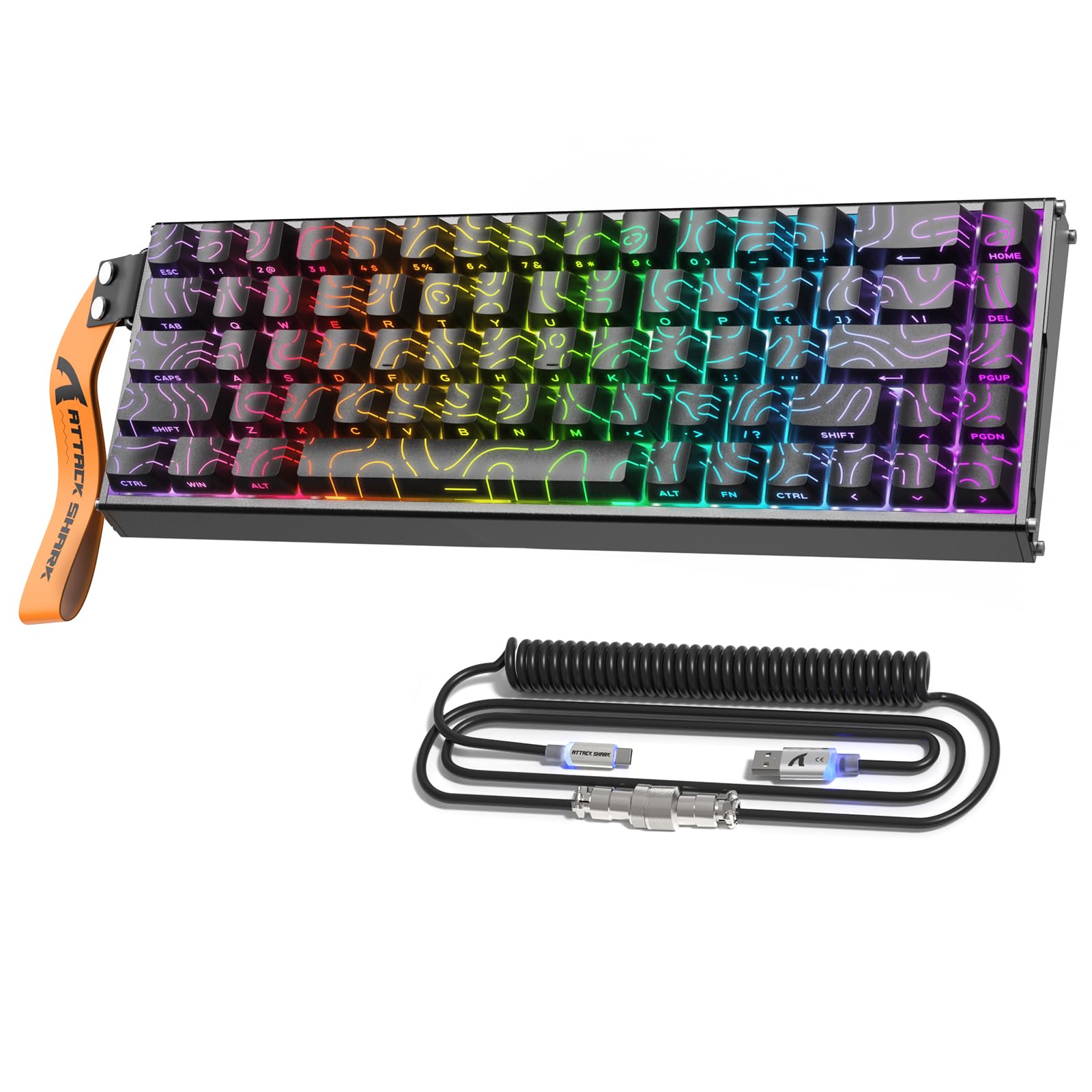 Photo 1 of ATTACK SHARK X68MAX HE 60% Wired Magnetic Switch Keyboard,Full Aluminum CNC,0.005mm RT Accuracy,8KHz Rapid Trigger Mechanical Gaming Keyboard,Adjustable Actuation,RGB Coiled Cable for FPS Games,Black