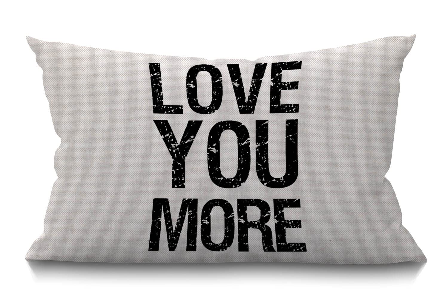 BGBDEIA Cushion Cover,Love You More Rectangle Outdoor Cushion Covers 12x20 inch, 30 x 50 cm Cushion Cover with Invisible Zip for Sofa Chair Living Room