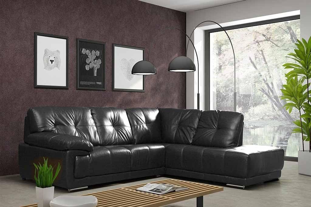 Santino Bonded Leather Right Hand Corner Sofa Black Amazon.co.uk