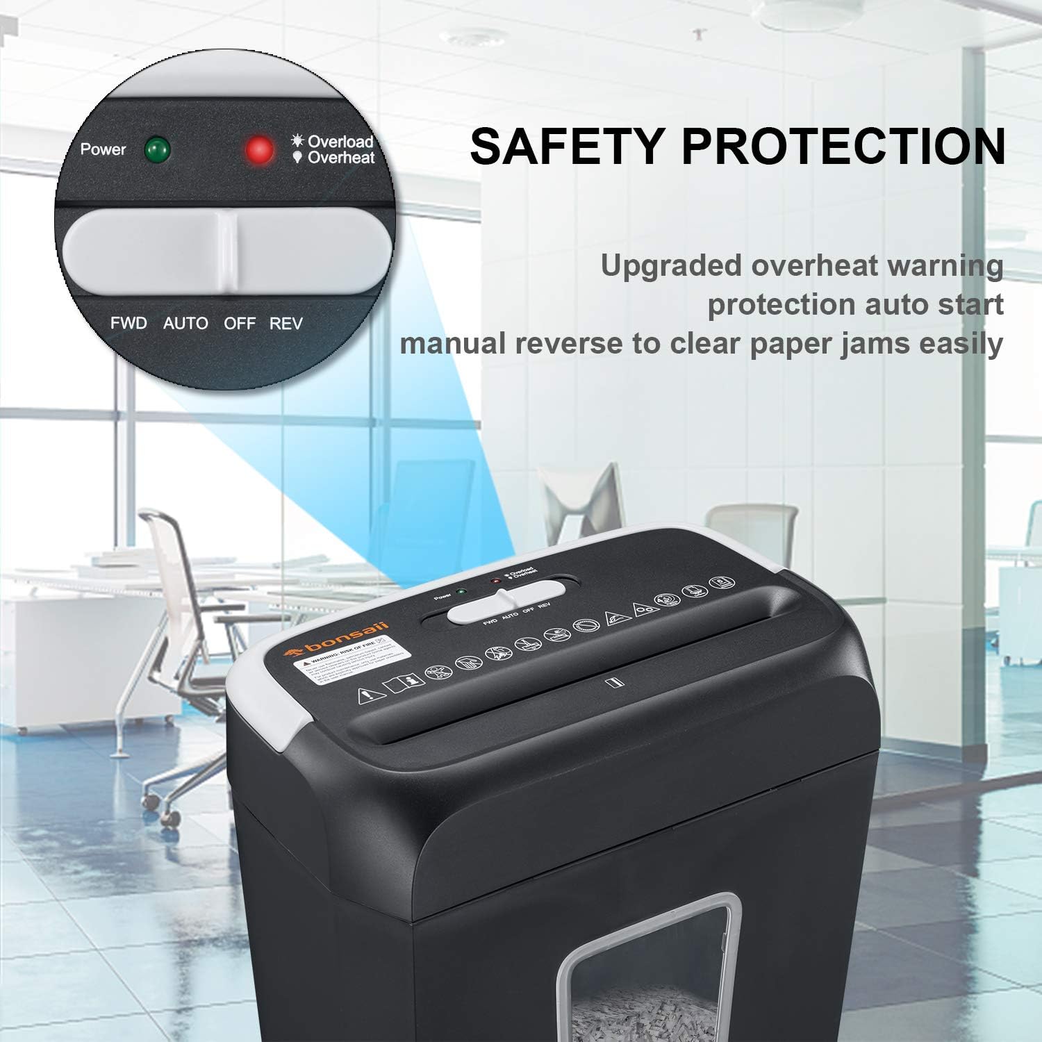Shredder for Home, Bonsaii 6 Sheet Cross Cut Paper Shredder for Small Home Office Use, Portable Handle Design with 3.4 Gallons Wastebasket (C237-B) : Electronics