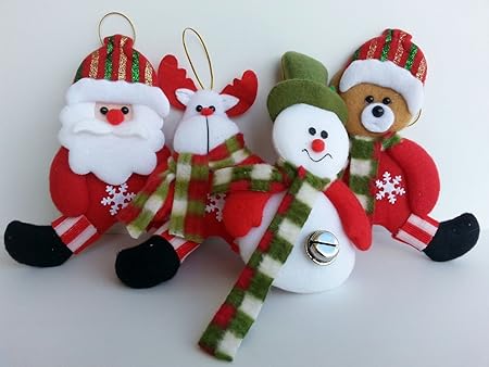 Addobbi Natalizi Amazon.Set Di 4 Addobbi Natalizi Babbo Natale Pupazzo Di Neve Renna Orso Per Albero Di Natale Amazon It Casa E Cucina