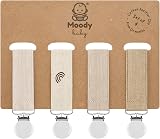 Moody Baby Organic Cotton Muslin Dummy Clips Pacifier Chain 4 Pack Tan Beige view 2