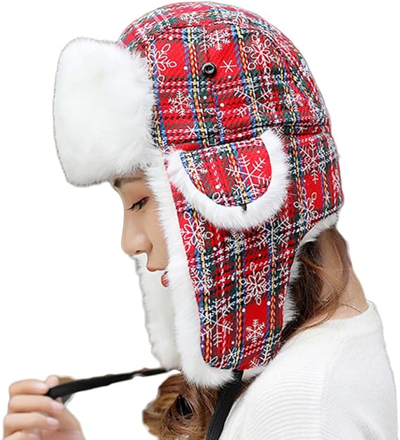Amazon Co Jp ビビショー ロシア帽 メンズ レデイース チェック柄 フライトキャップ パイロットキャップ 耳あて付き 厚手 防寒 カップル あたっか おしゃれ Number1 服 ファッション小物