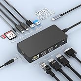 USB C Surface Docking Station Thunderbolt 4 Dock Dual Monitor/Triple Display 4K HDMI*2+VGA, USB-C Hub 12 in 1 Surface Docking