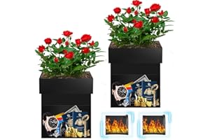 Sdstone Flower Pot Diversion Safe With Fireproof Money Bag and Lock,Secret Safe Lock Box,Holder for Home,for Hiding Cash, and Other Valuables,Waterproof, Corrosion protection (Black 2 Pack)