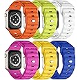 Adorique Sport Bands 6-Pack Compatible with Apple Watch Ultra 2 Band 49mm 46mm 45mm 44mm 42mm, Wide Soft Silicone Wristbands Waterproof Strap Men for iWatch Series 10 9 8 7 6 5 4 3 SE Ultra