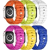 Sport Bands 6-Pack Compatible with Apple Watch Ultra 3/2 Band 49mm 46mm 45mm 44mm 42mm, Wide Soft Silicone Wristbands Waterproof Strap Men for iWatch Series 11 10 9 8 7 6 5 4 3 SE Ultra