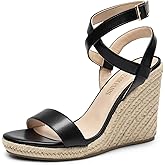 DREAM PAIRS Womens Open Toe Espadrilles Dressy Platform Sandals Buckle Ankle Strap Stylish Wedges Sandals