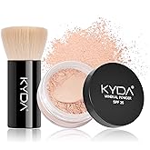 KYDA Mineral Loose Powder Foundation, SPF 35, Skin-improving Mineral Foundation with Brush, Lightweight Buildable Coverage, Natural Glow Loose Powder Base Makeup, Fairly Medium, 0.28 oz