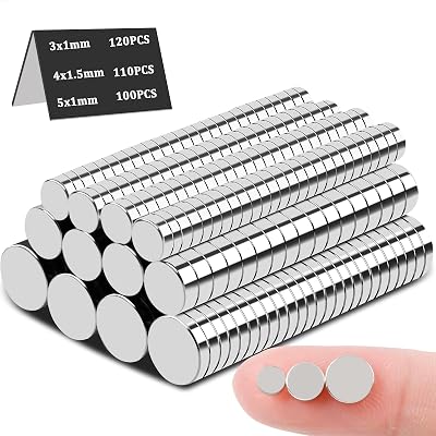 MIN CI Small Neodymium Magnets 330 Pack Round 3 Sizes Mini 5x1mm 4x1.5mm 3x1mm