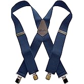 Holdup 2" Wide Contractor Suspenders for Men with Patented No-slip metal clip.