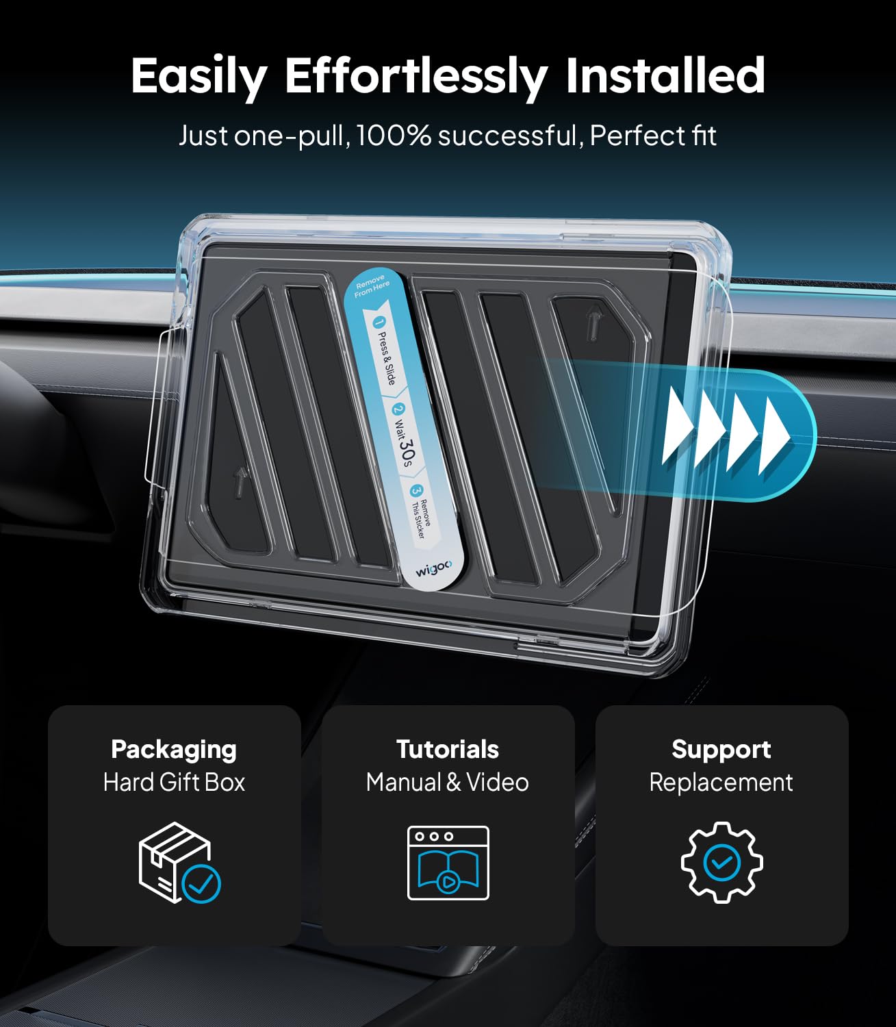 Wigoo Tesla New Model Y Juniper & Model 3 Highland Screen Protector Matte [No Glare & Fingerprint] Model 3 (2024~2026)/New Model Y Juniper Accessories, Tempered Glass Protector with Alignment Kit