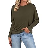 Zenlonr Long Sleeve Tops for Women Fall Fashion Outfits 2025 Crewneck Knit Basic Tee Shirts Business Casual Tops