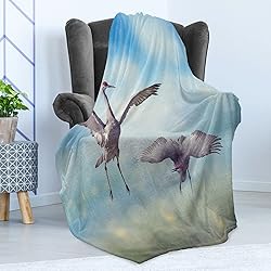 Ambesonne Cranes Throw Blanket, Sandhill Birds in