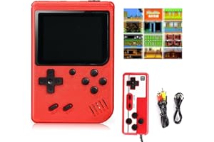 EYEEXTEND Handheld Game Console - Retro Video Games, 400 Optimized Classic FC Games, 2.8-inch Color Screen, 1020mAh Rechargeable Battery, Supports TV Connection and Two Players, Christmas, (Red)
