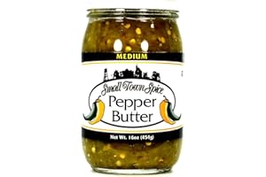 DEEP FORK FOODS Deep Fork Small Town Spice Medium Pepper Butter - Medium Spice Pepper Spread Made with Jalapeno Peppers with Seeds - Relish, Dip, Rub, or Condiment - Spicy Spread - 16 oz (454g)