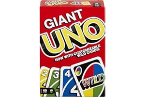 Mattel Games ​Giant UNO Card Game for Kids, Adults & Family Night, Oversized Cards & Customizable Wild Cards for 2-10 Players