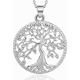 CJUDE Tree of Life Necklace, Sterling Silver Pendant for Women Family Tree Necklaces Jewelry for Mom/Wife