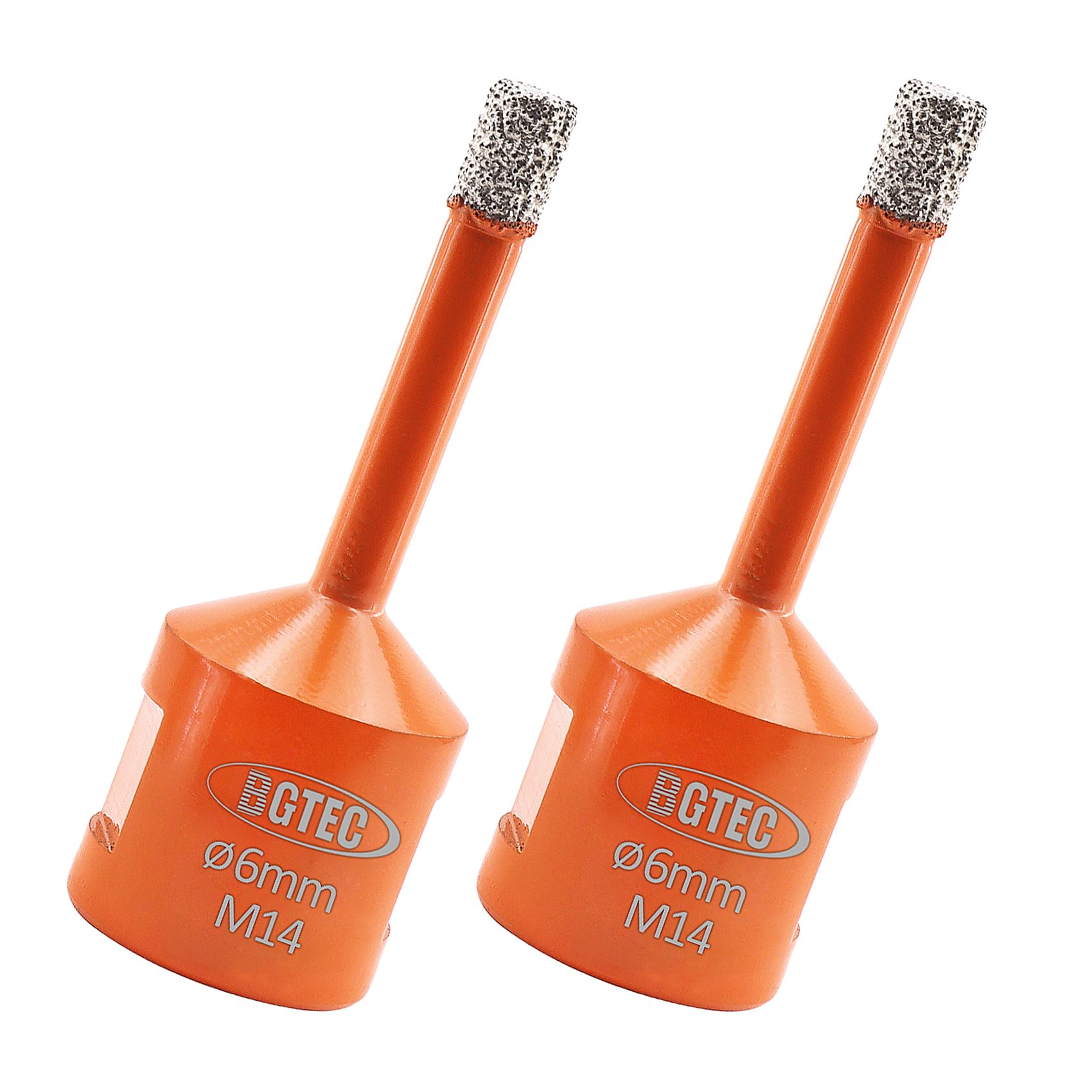 BGTEC Dry Diamond Core Drill Bits 2pcs Diameter 6mm for Porcelain Tile Ceramic Marble Brick with M14 Thread