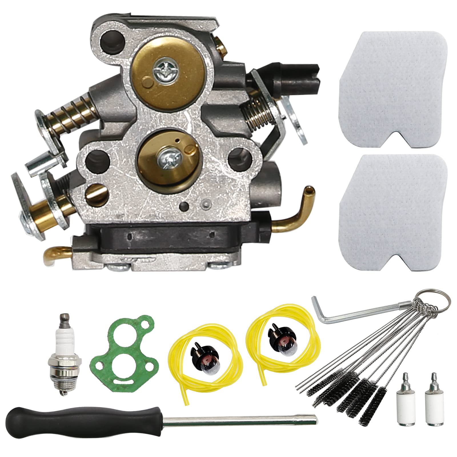 Hoypeyfiy Carburetor Air Filter Fuel Filter Primer Bulb Spark Plug for Husqvarna 235 235E 236 236E 240 240E Chainsaw Replaces 574719402 545072601 545061801 Carb