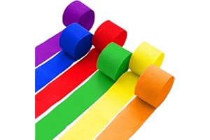 MUFANYU 6 Crepe Paper Streamers Rolls, 492ft 6 Colors Rainbow Streamers for Birthday Wedding Bachelorette Party Decorations, DIY Crafts Supplies (1.8 inch x 82 ft/Roll)