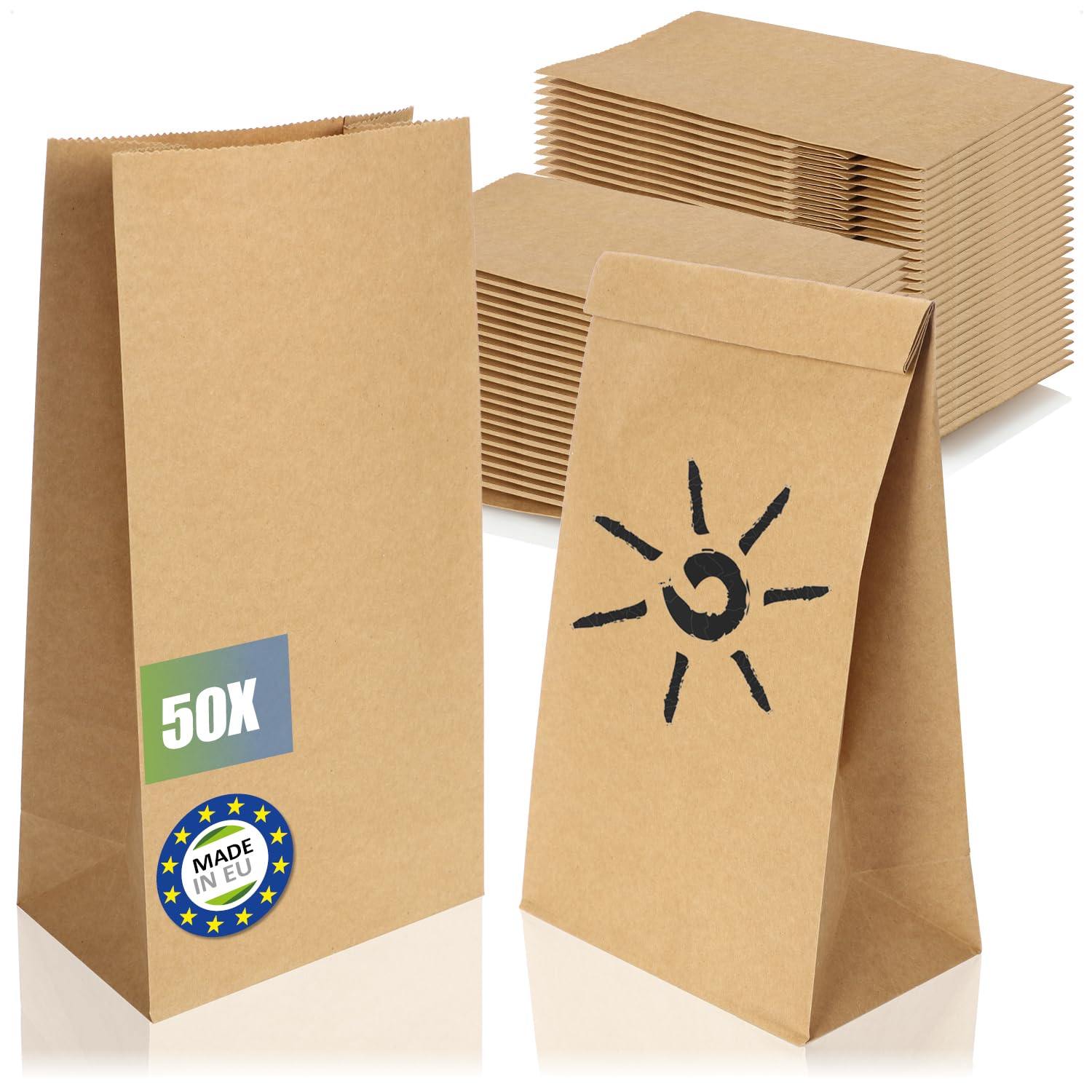 Robin Goods® 50x brown paper bags, gift bags made of unbleached kraft paper, paper bags for packing and giving away party giveaways (brown - 26x14x8cm - 50 pieces)