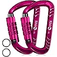 RHINO Produxs 12kN (2697 lbs) Heavy Duty, Locking, Auto Locking, Wiregate Snap and Lightweight Snap Carabiner Clips, for Securing Pets, Outdoor, Camping, Hiking, Hammock, Dog Leash Harness, Keychains