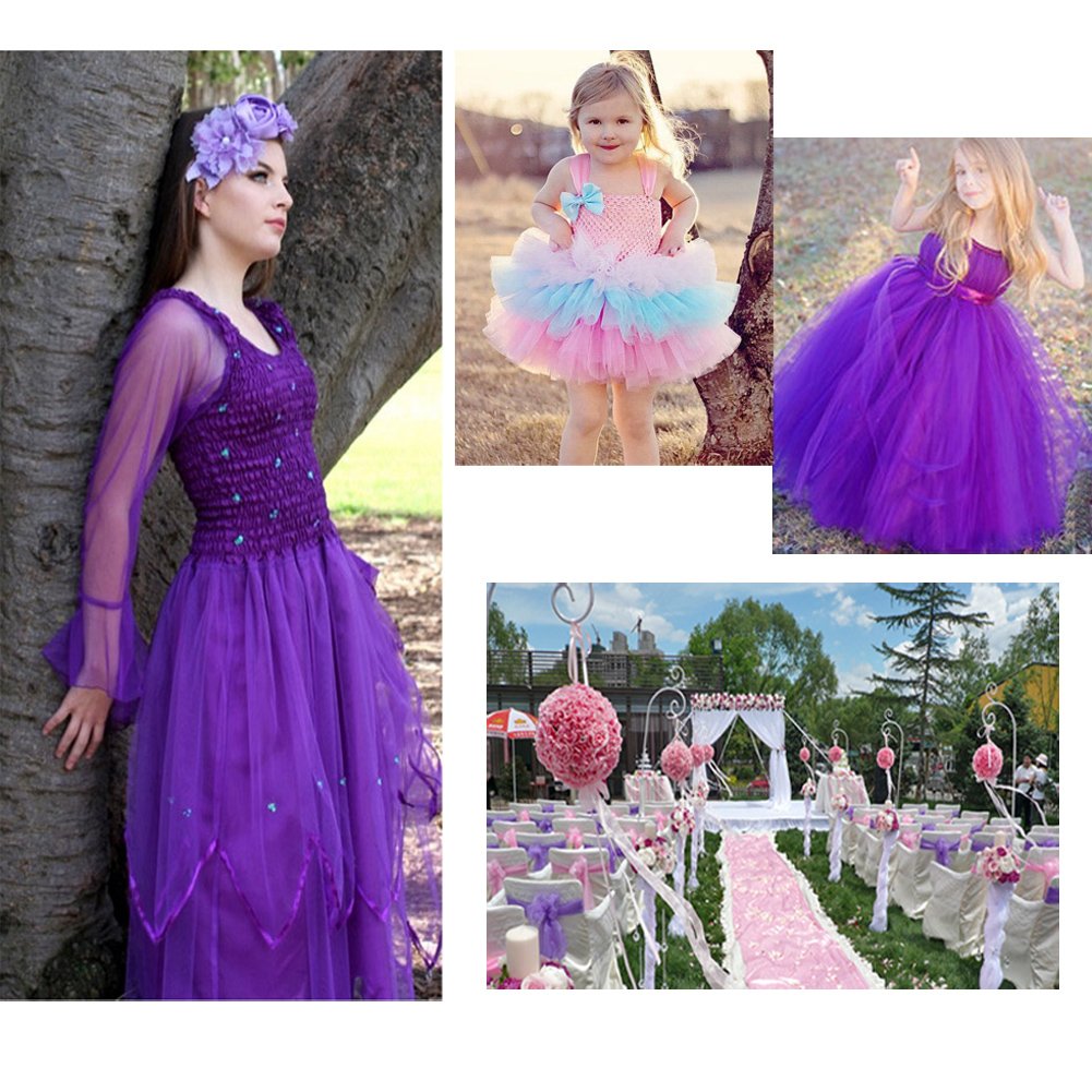 IBEILLI Tulle Fabric Rolls 4 Spools 6in x 25 yards for Craft Wedding Party Decorations Tulle Ribbon Bolt