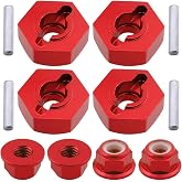 HobbyPark Aluminum 12mm Wheel Hex Nuts &amp; M4 Lock Nuts for 1/10 Scale RC Car Truck Crawler Buggy Short Course(8-Pack) (Red)