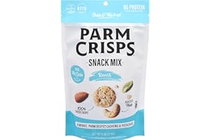 ParmCrisps Snack Mix – Ranch Cheese Parm Crisps and Nuts Snack, Made Simply with 100% Cheese Crisps, Almonds, Cashews, and Pistachios | Healthy High-Protein Snack, Low Carb, Gluten Free, Low Sugar | 6oz (Pack of 3)