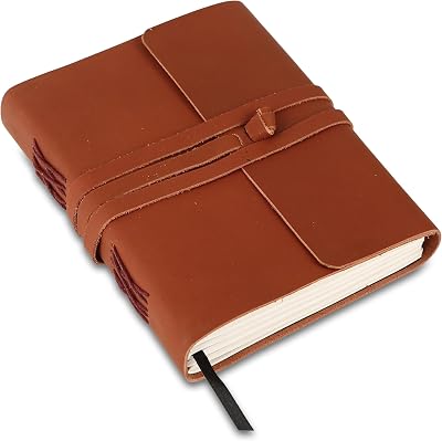 KomalC Handmade Leather Journal 8 x 6 Distressed Tan Buffalo Leather