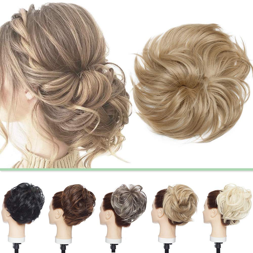 Messy Bun Hair Piece Extensions Tousled Updo Hair Extension Thick Ponytail Hair Band Updo Hairpiece Synthetic Ponytail Hairpiece [Ash Blonde]