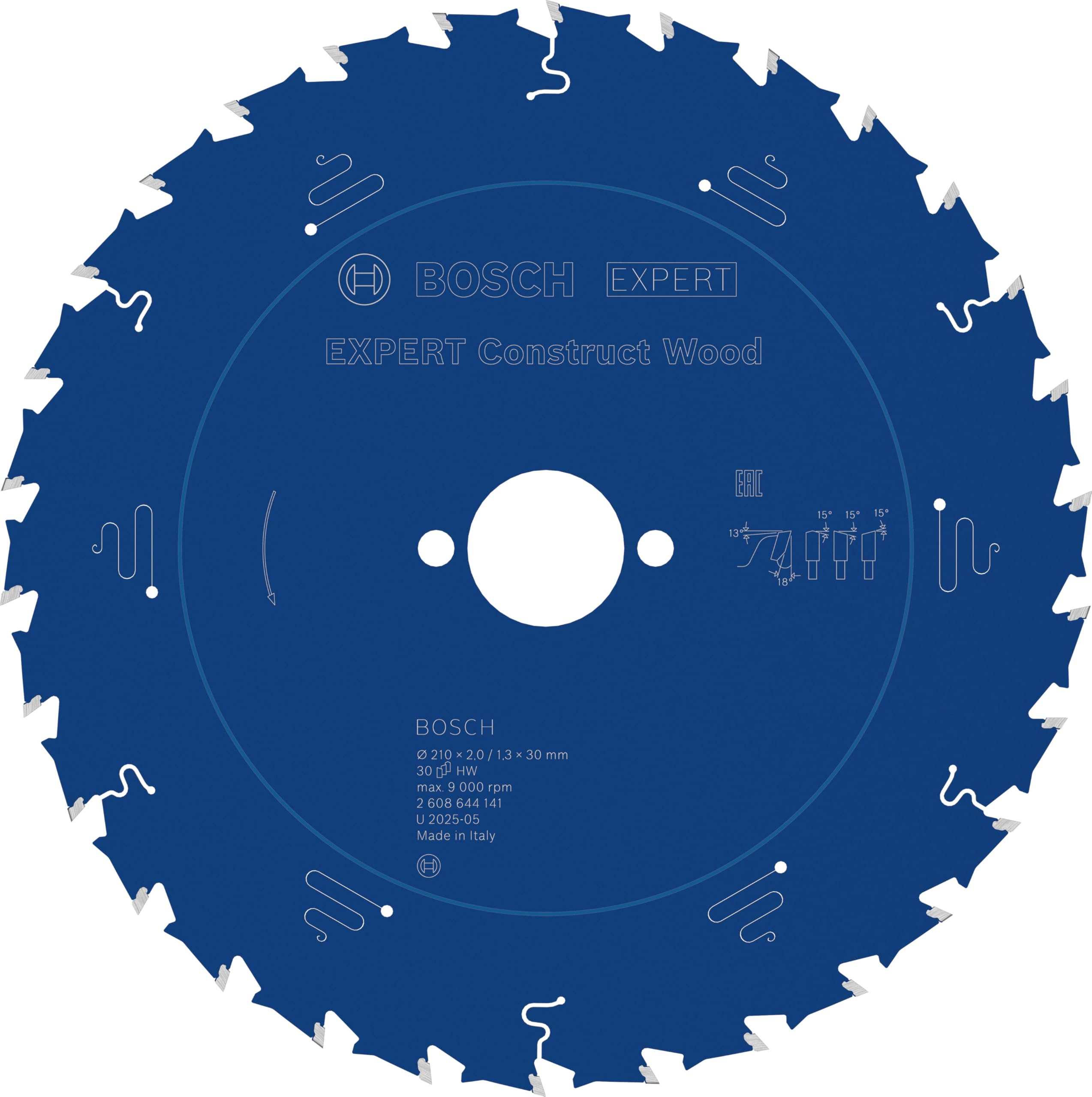 Bosch 2608644141 EXCWH 30 Tooth Top Precision Circular Saw Blade, 0 V, Blue