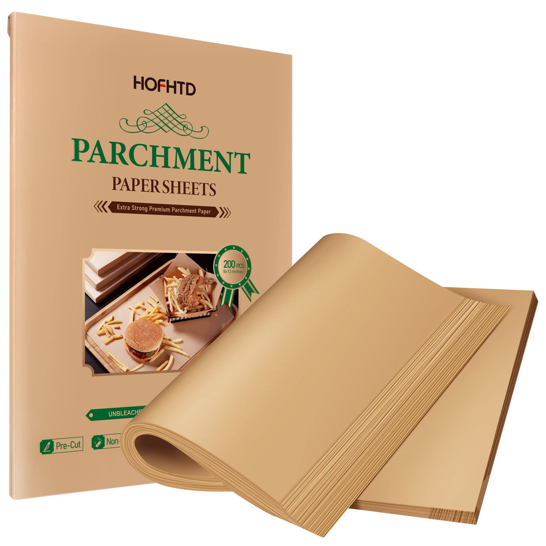 Photo 1 of 200 Pcs Parchment Paper Sheets 9 x 13 Inches, Precut Parchment Paper for Baking, Air Fryer Disposable Paper Liner, HOFHTD Non-Stick Cooking Papers for Grilling, Frying, Steaming