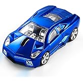 BKLNOG Sports Car Mouse [Updated] with LED Headlights, 1600 DPI Wireless Car Shaped Mouse for Mac &amp; Computers, Blue