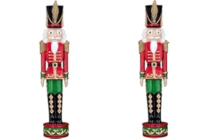 Haute Decor 37 Inch Tall Christmas Nutcracker (Set of 2 - Red, Green)