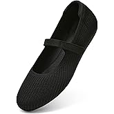 Arromic Ballet Flats for Women Round Toe Mary Jane Shoes Comfortable Dressy Women Flats Adjustable Straps Washable Knit Slip On Shoes