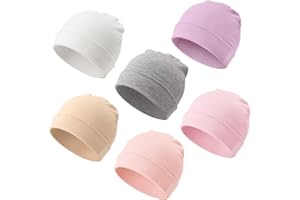 DRESHOW BQUBO 6 Pack Baby Newborn Hats Set for Unisex Infant Newborn Toddler Soft Beanie Hat for Boys Girls 0-24 Months