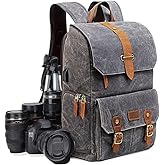 UBAYMAX Camera Backpack, DSLR SLR Waterproof Canvas Camera Bags Rucksack 15.6 inch Laptop Bag Travel Bag for Canon Nikon Sony Camera and Lens Tripod Accessories