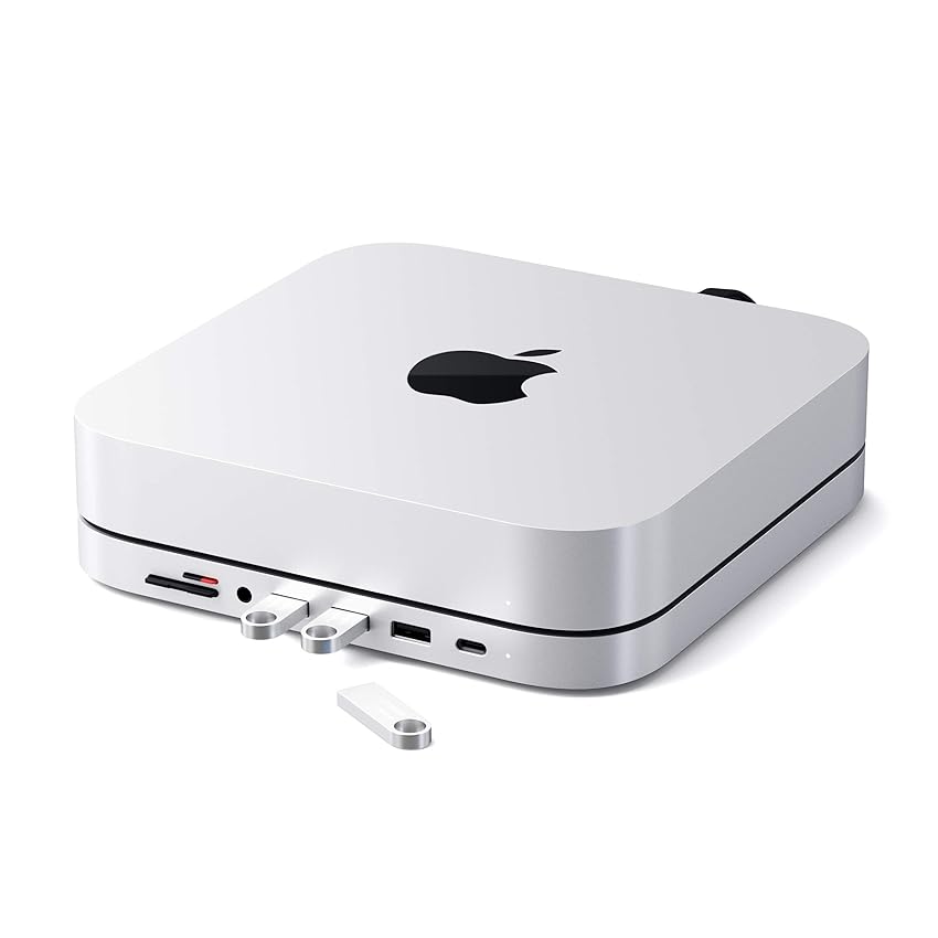 SATECHI 7 in 1 USB C Hub per Mac Mini M2/M1, Supporto e Adattatore Multiporta con