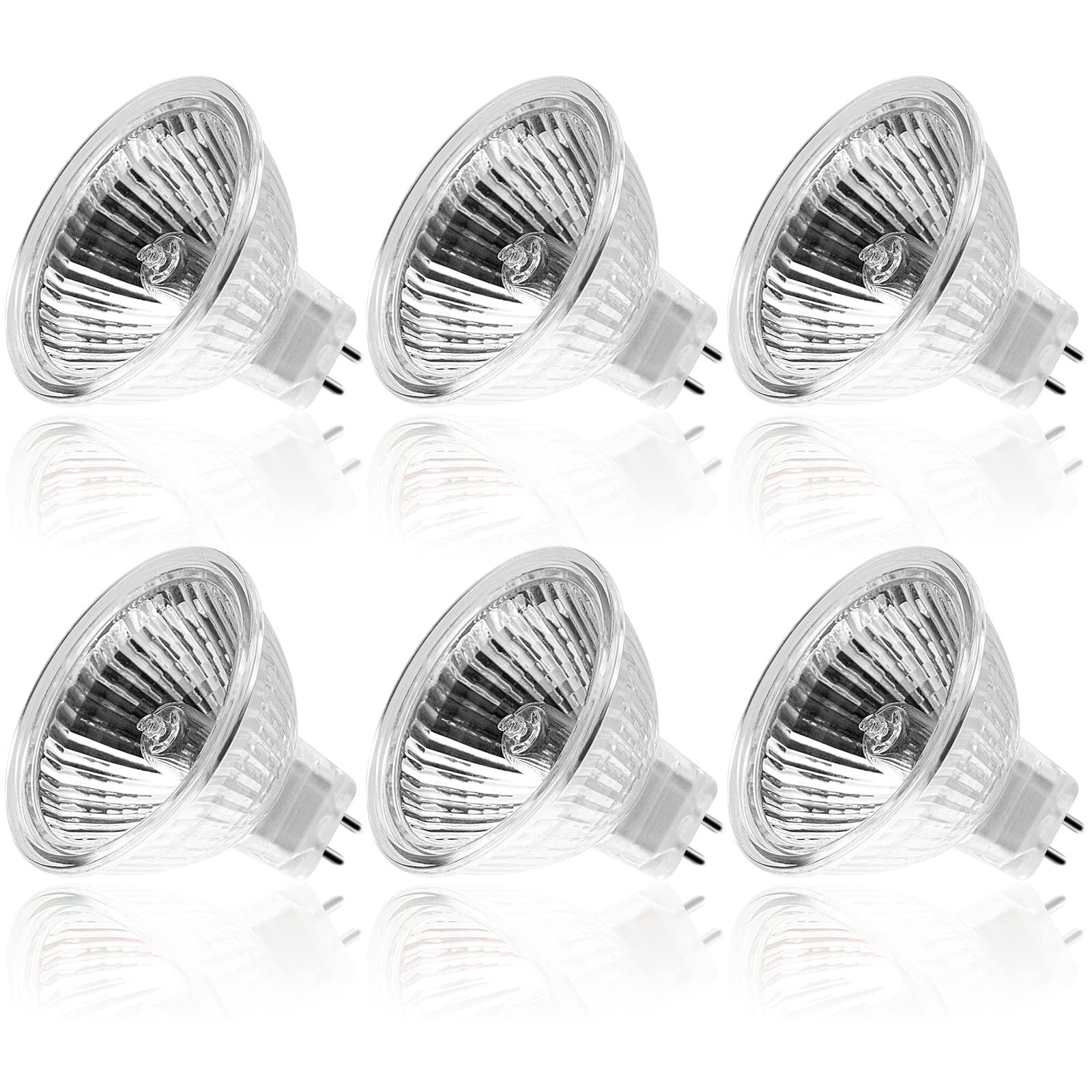 WeshLMPO GU5.3 Halogen Light Bulbs 2 Pin, Durable High Output MR16 Halogen Bulbs 20W 12V, Dimmable Spot Light Bulbs for Spotlights Ceiling Lights Bulbs, Warm White, 2700K(6 Pack)
